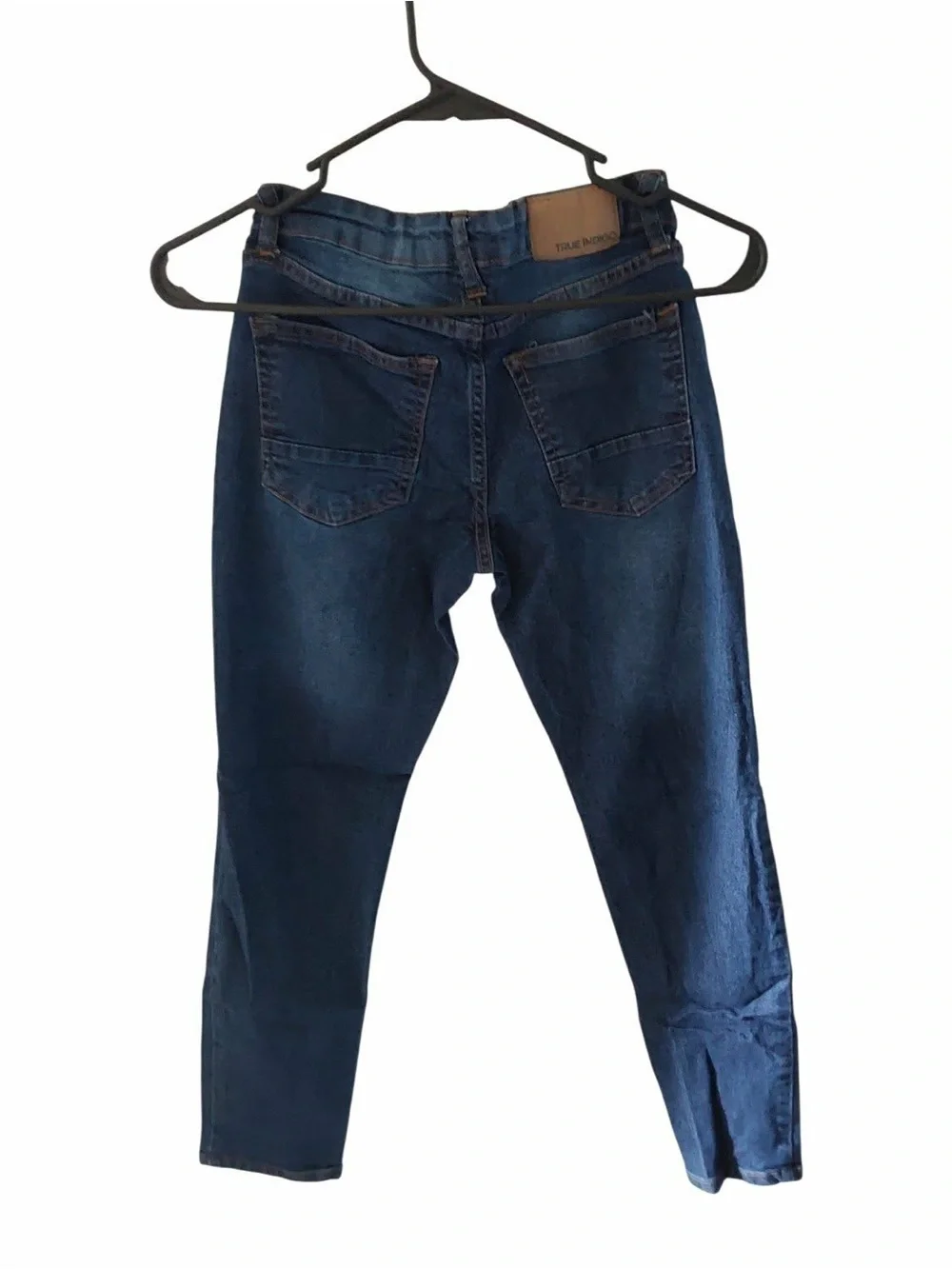 TRUE INDIGO GIRLS BLUE JEANS BUTTON ZIP POCKETS SIZE 12